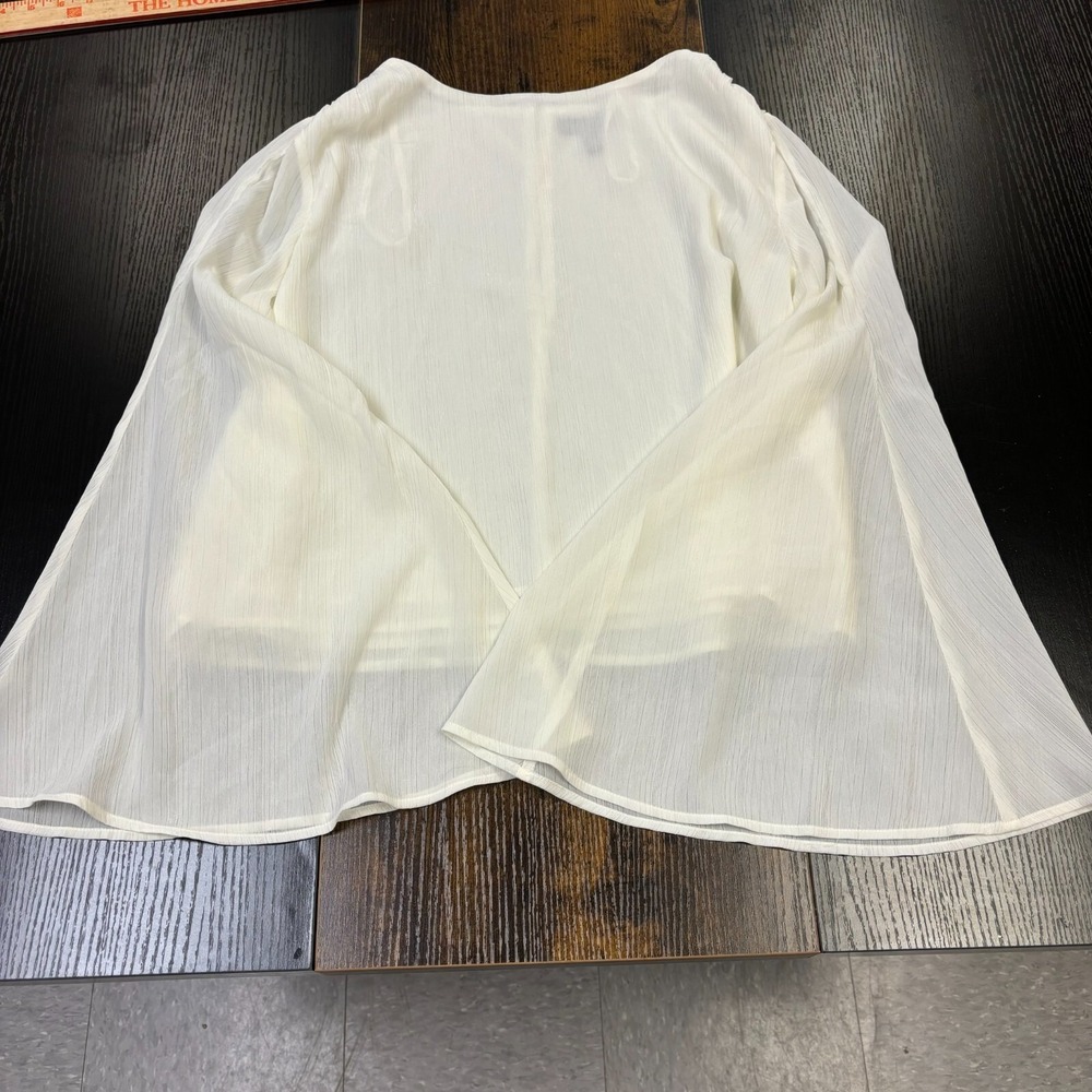 Jessica Simpson Ivory Split Sleeve Cape Blouse Shimmer Stripe Top Size M‎
